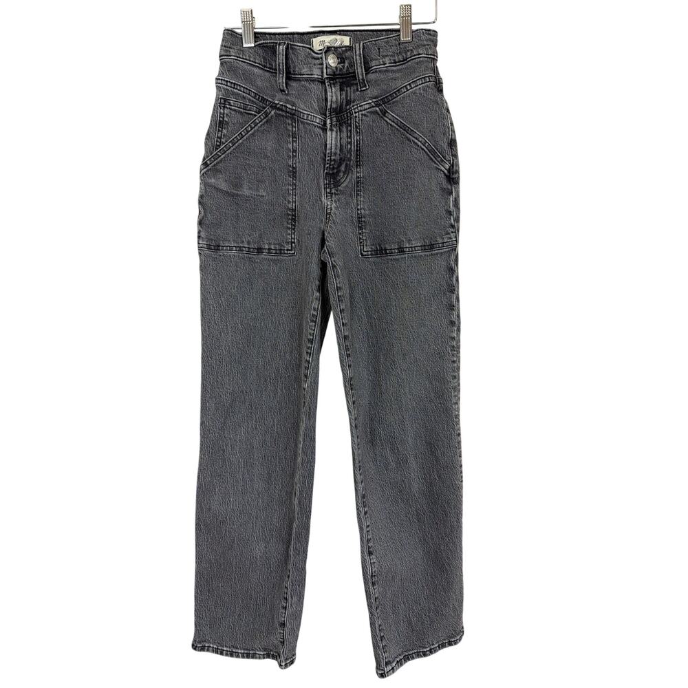 Madewell Washed Black High Rise Workwear Jeans Large Front Pockets Size 24